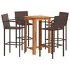 vidaXL 5-delige Tuinbarset massief acaciahout en poly rattan bruin