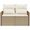 vidaXL Tuinbank 2-zits met kussens poly rattan beige