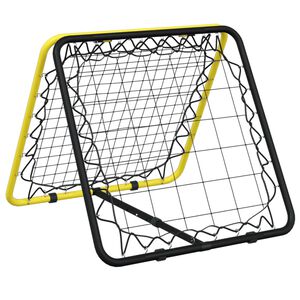 vidaXL Voetbalrebounder dubbelzijdig verstelbaar staal geel en zwart