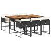 vidaXL 7-delige Tuinset met kussens poly rattan zwart