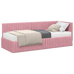 vidaXL Hoekbedframe met Matras 2 st Roze 80 x 200 cm Fluweel