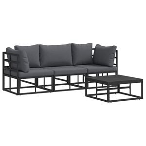 vidaXL Tuinbankenset 4 pcs Zwart Metaal