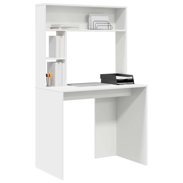 vidaXL Bureau met plank met opslag Wit 91 x 50 x 149 cm Bewerkt hout