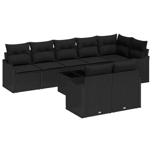 vidaXL Tuin Sofa Set 9 pcs Zwart poly rattan