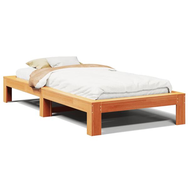 vidaXL Bedframe zonder matras massief grenenhout wasbruin 90x200 cm