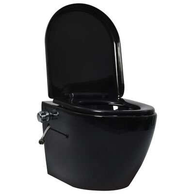 vidaXL Hangend toilet randloos met verborgen stortbak keramiek zwart