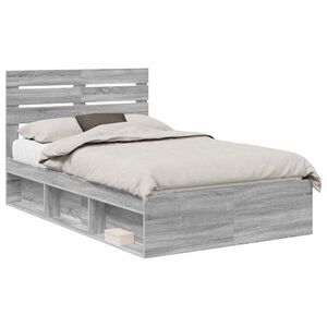 vidaXL Bedframe Grijs Sonoma 120 x 190 cm Massief grenenhout