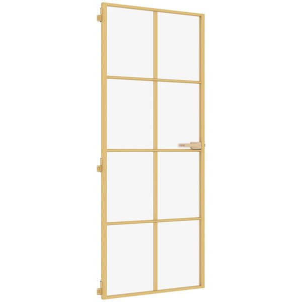 vidaXL Binnendeur smal 93x201,5 cm gehard glas en aluminium goudkleur