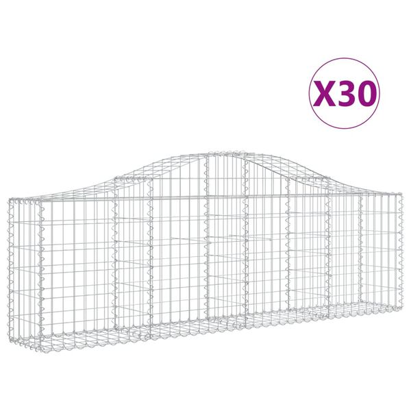 vidaXL Schanskorven 30 st gewelfd 200x30x60/80 cm gegalvaniseerd ijzer