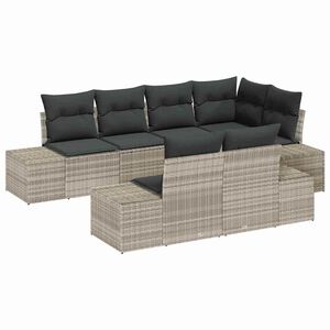 vidaXL Tuin Sofa Set met kussen 7 pcs Lichtgrijs poly rattan