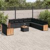 vidaXL 12-delige Loungeset met kussens poly rattan zwart