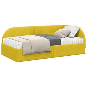 vidaXL Hoekbedframe met Matras met hoofdeinde 2 pcs Geel Fluweel