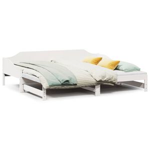vidaXL Slaapbank met onderschuifbed 90x200 cm massief grenenhout wit