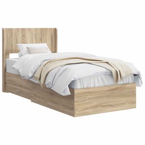 vidaXL Bedframe met opbergruimte en hoofdbord Sonoma Eiken 90 x 190 cm