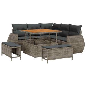 vidaXL Tuin Sofa Set met kussen met opslag 8 pcs Grijs poly rattan