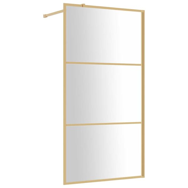 vidaXL Inloopdouchewand transparant 115x195 cm ESG-glas goudkleurig