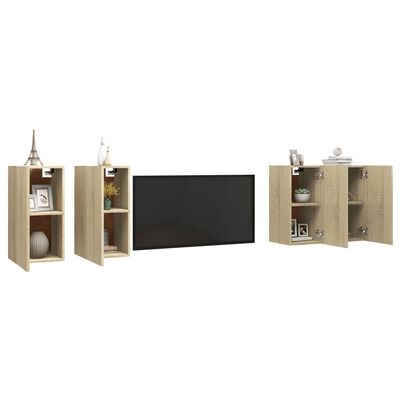 vidaXL Tv-meubelen 4 st 30,5x30x60 cm bewerkt hout sonoma eikenkleurig