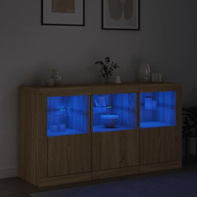 vidaXL Dressoir met LED-verlichting 123x37x67 cm sonoma eikenkleurig