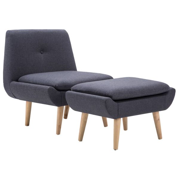 vidaXL Fauteuil met voetenbankje stof donkergrijs