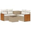 vidaXL Bankstel 6 st Beige en Cr&egrave;me Wit Poly Rattan en Staal