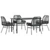 vidaXL 5-delige Tuinset met kussens poly rattan glas zwart