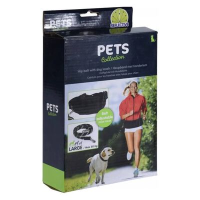 Pets Collection Hondenlijn met heupband groot zwart