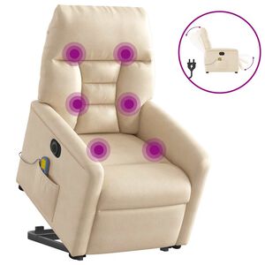 vidaXL Sta-op-massagestoel elektrisch verstelbaar microvezelstof beige