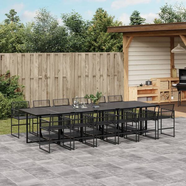 vidaXL 13-delige Tuinset poly rattan zwart