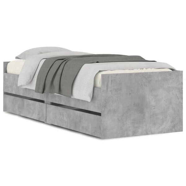 vidaXL Bedframe met lades betongrijs 90x190 cm