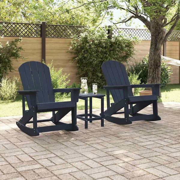 vidaXL Tuin loungeset 3 pcs Marineblauw HDPE