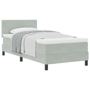vidaXL Boxspringbed met matras Lichtgrijs 90 x 200 cm Fluweel
