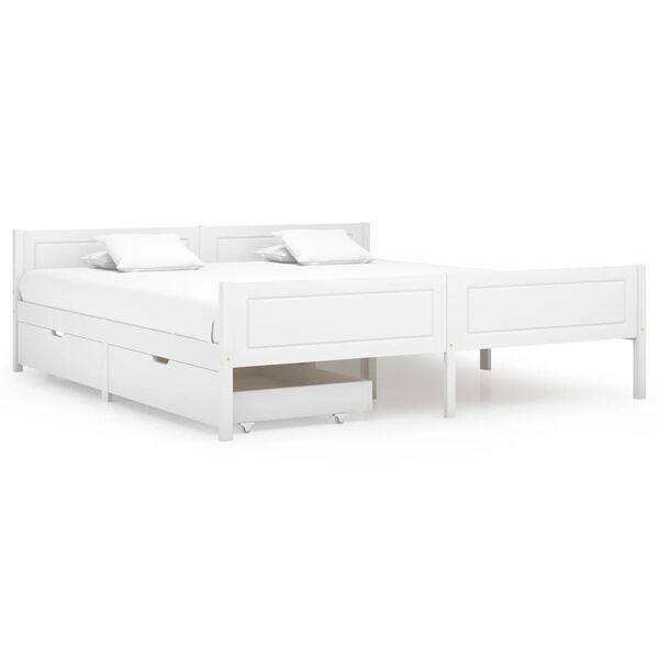 vidaXL Bedframe met 2 lades massief grenenhout wit 180x200 cm