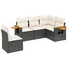 vidaXL 5-delige Loungeset met kussens poly rattan zwart