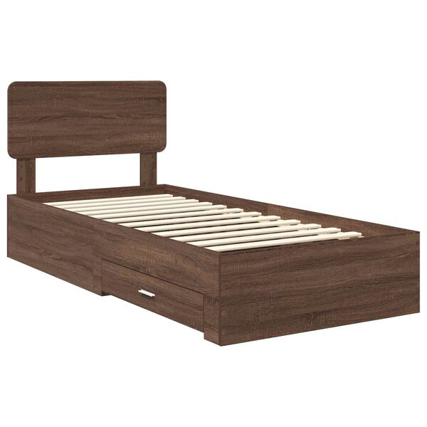 vidaXL Bedframe met hoofdeinde Bruin Eiken 100 x 200 cm Bewerkt hout