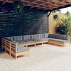 vidaXL 10-delige Loungeset met grijze kussens massief grenenhout