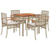 vidaXL 5-delige Tuinset met kussens poly rattan beige