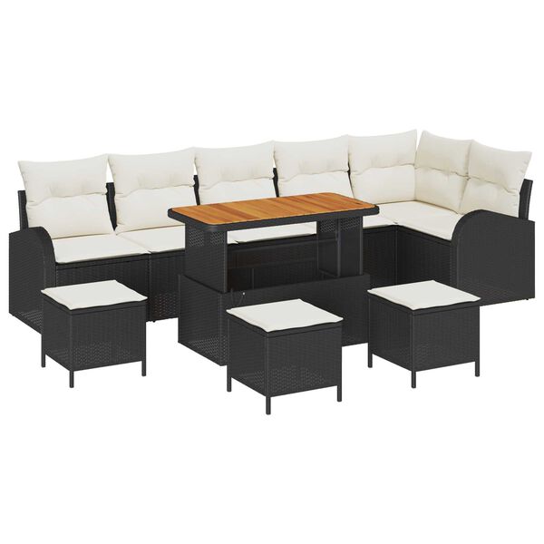 vidaXL Tuin Sofa Set met kussen met opslag 10 pcs Zwart en Cr&egrave;me