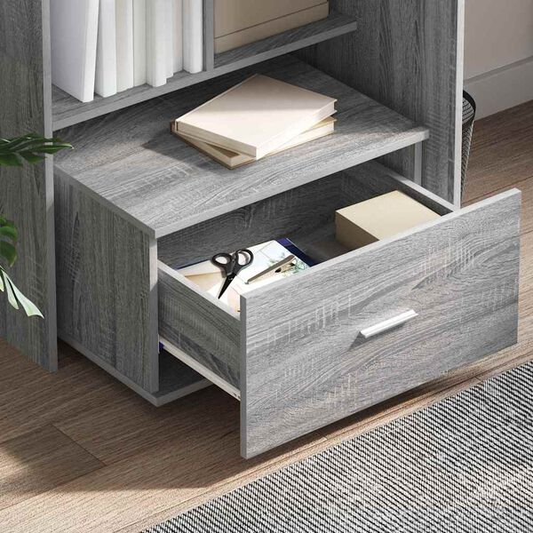 vidaXL Bureau met lade Grijs Sonoma 131,5 x 50 x 106,5 cm Bewerkt hout