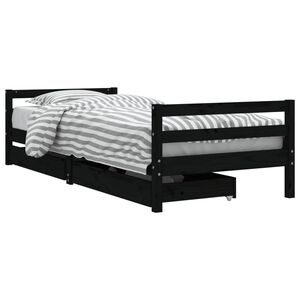vidaXL Kinderbedframe met lades 90x200 cm massief grenenhout zwart