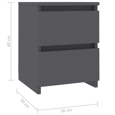 vidaXL Nachtkastje 30x30x40 cm bewerkt hout grijs