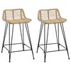 vidaXL Barkruk 2 st Naturel 44 x 45 x 76 cm Rattan en staal