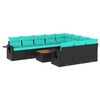 vidaXL 11-delige tuinbankset met kussens, zwart polyrotan