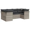 vidaXL 6-delige Loungeset met kussens poly rattan lichtgrijs