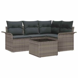 vidaXL Tuin Sofa Set met kussen 5 pcs Grijs poly rattan
