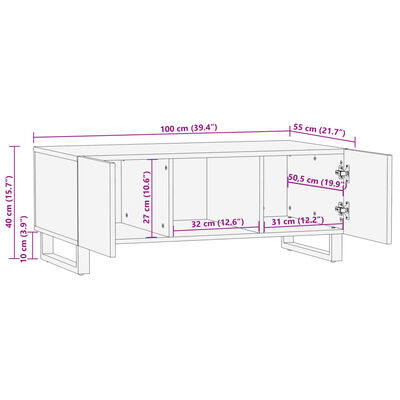 vidaXL Salontafel 100x55x40 cm massief acaciahout