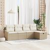 vidaXL Bankstel met kussen met opslag 5 pcs Beige poly rattan