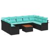 vidaXL Tuinbankenset met kussen 10 pcs Zwart poly rattan