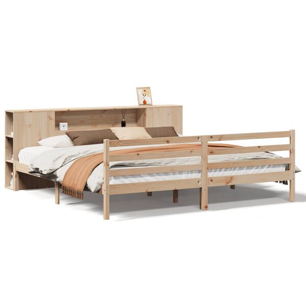 vidaXL Bed met boekenkast zonder matras massief grenenhout 180x200 cm