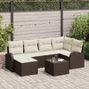 vidaXL Bankstel met kussen met opslag 7 pcs Bruin en wit poly rattan