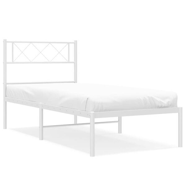 vidaXL Bedframe met hoofdbord metaal wit 107x203 cm